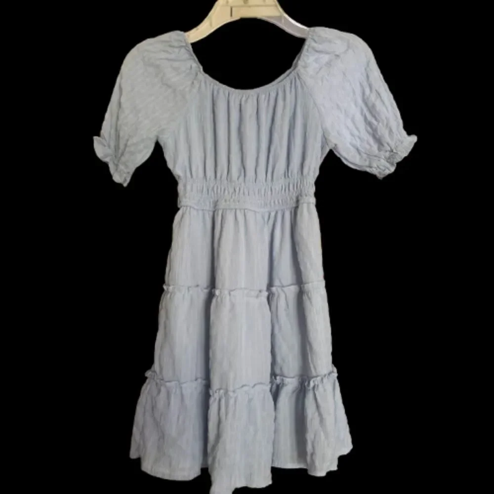 Love Squared Girls Fully Lined Baby Blue Cottage Core Ruffle Dress Size 12 #M - Picture 2 of 6